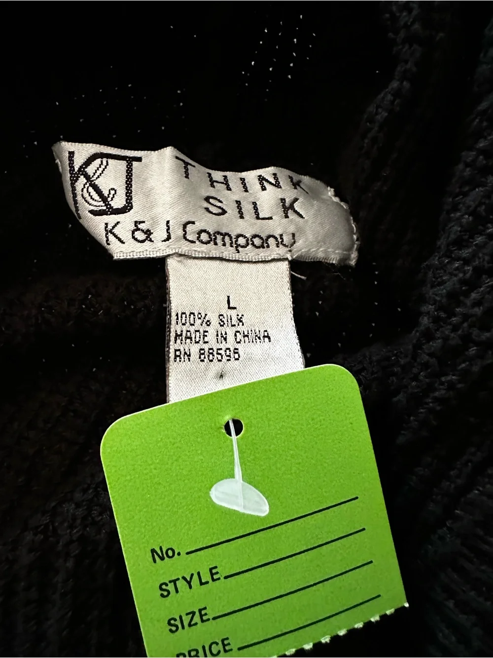 Think Silk K&J 100% Silk Knit Black Hooded Cardigan Jacket NWT Nautical L